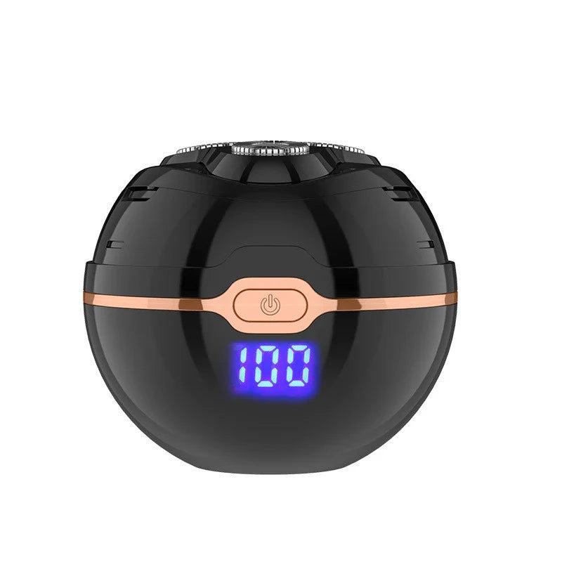Versatile wireless electric shaver with compact, spherical design and magnetic-absorbing cutter head for easy cleaning