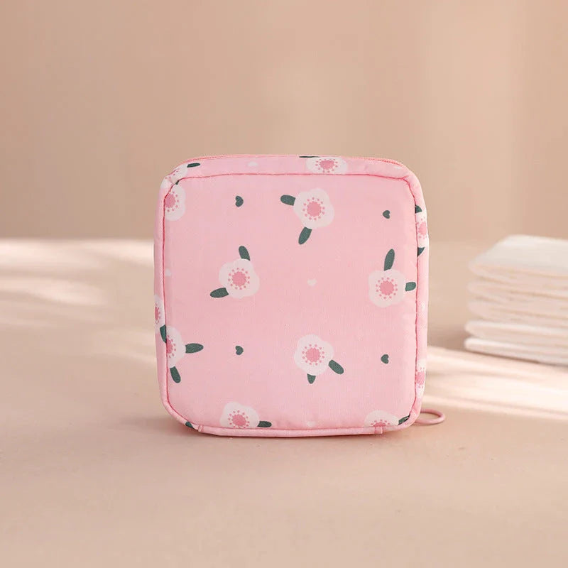 Portable Sanitary Napkin and Cosmetic Storage Bag in Tibetan Unicorn design, with a compact, folding design and contemporary pattern