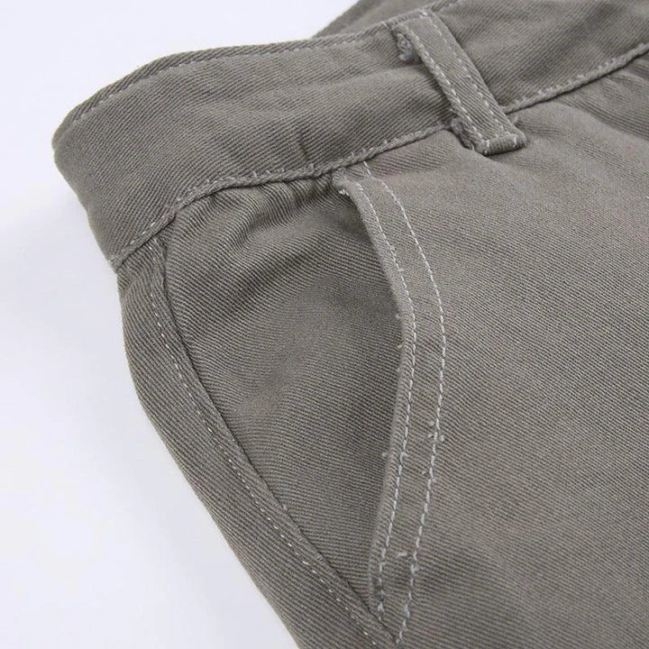 Premium quality grey straight loose jeans with multi-pockets for women, made from comfortable cotton denim fabric