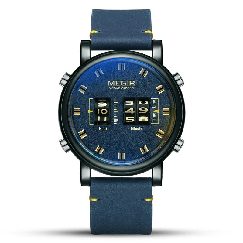 Sophisticated sports-inspired business watch for men, featuring a leather strap and alloy case for a stylish, versatile design.