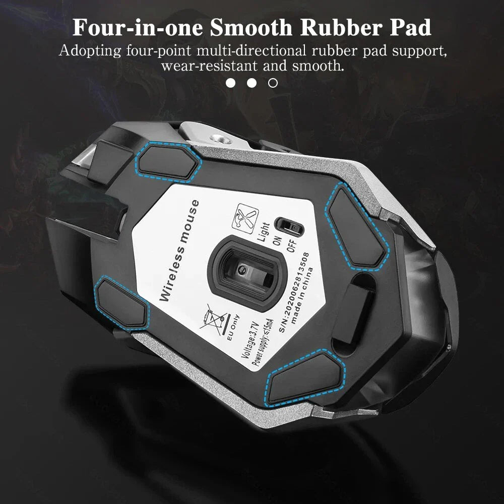 Rechargeable Dual-Mode Wireless Gaming Mouse with LED Backlight and Ergonomic Design
