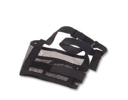 Breathable polyester mesh dog muzzle in various sizes for comfortable and secure canine wear