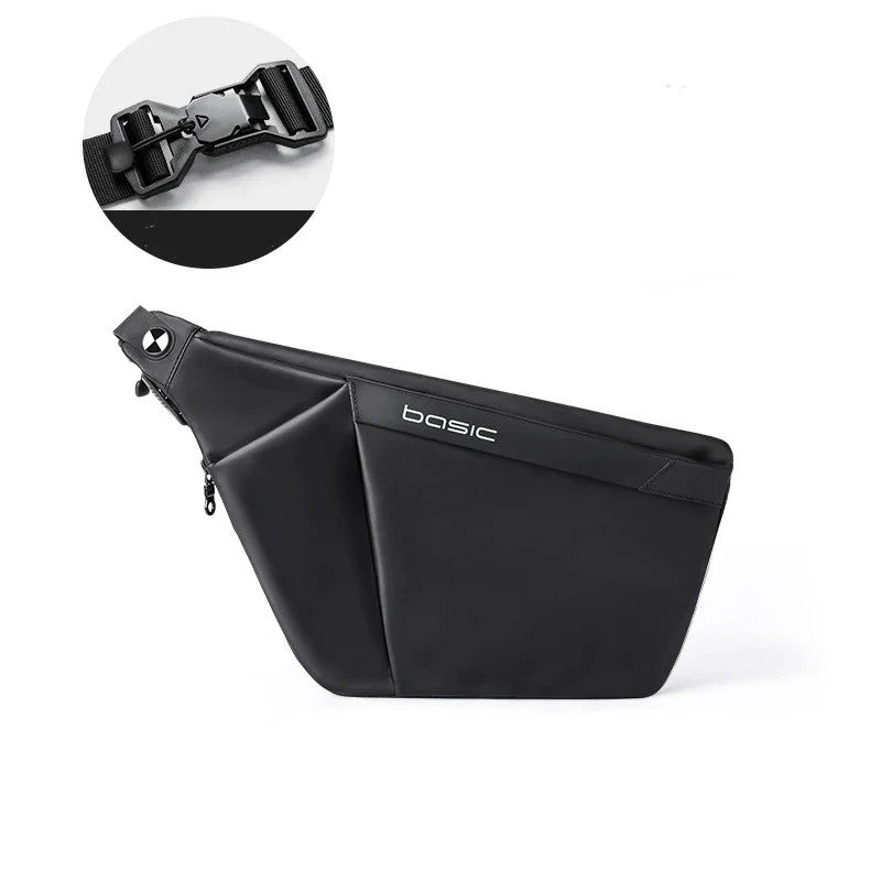 A sleek, sophisticated messenger bag made of premium PU leather, designed for the modern, urbane gentleman in the UK.