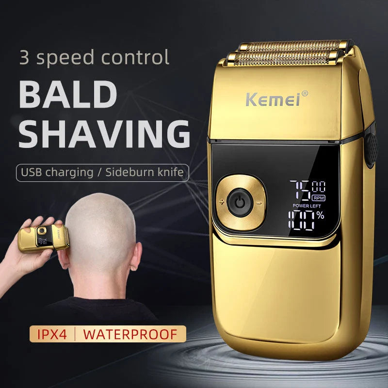 Premium 2-in-1 Electric Foil Shaver with Adjustable Speed Settings, Waterproof Design, and Automatic Cleaning Function