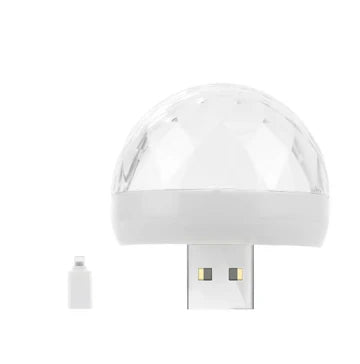 Compact and colourful USB disco light with flashing lights that synchronize to music