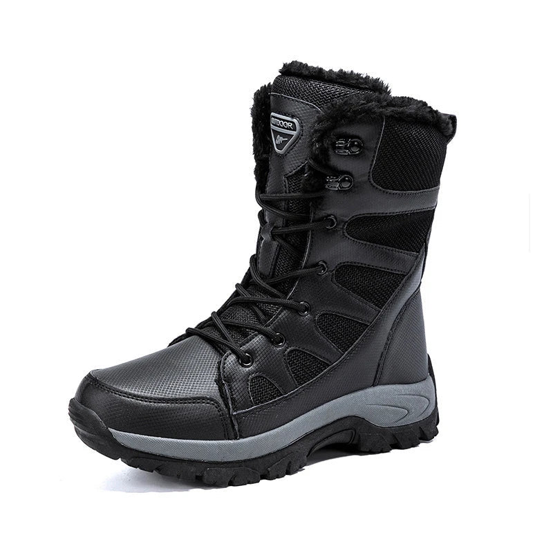 Rugged and insulated winter boots designed for the adventurous British man, featuring a durable, water-resistant outer shell and a flexible, supportive design.