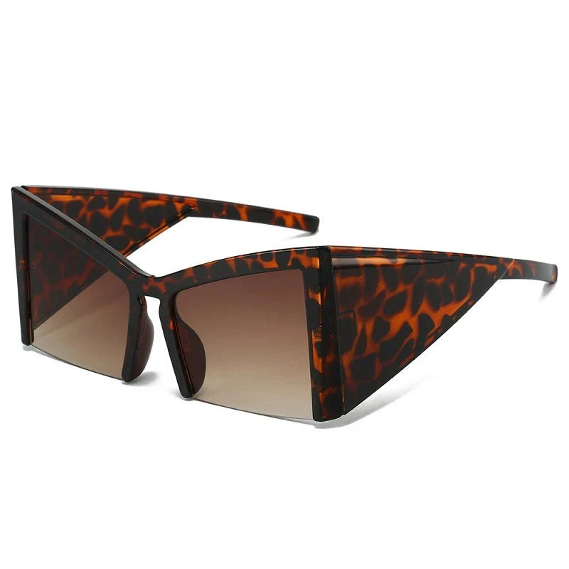 Irregular semi-rimless sunglasses with UV400 protection, offering a unique and stylish design for both men and women