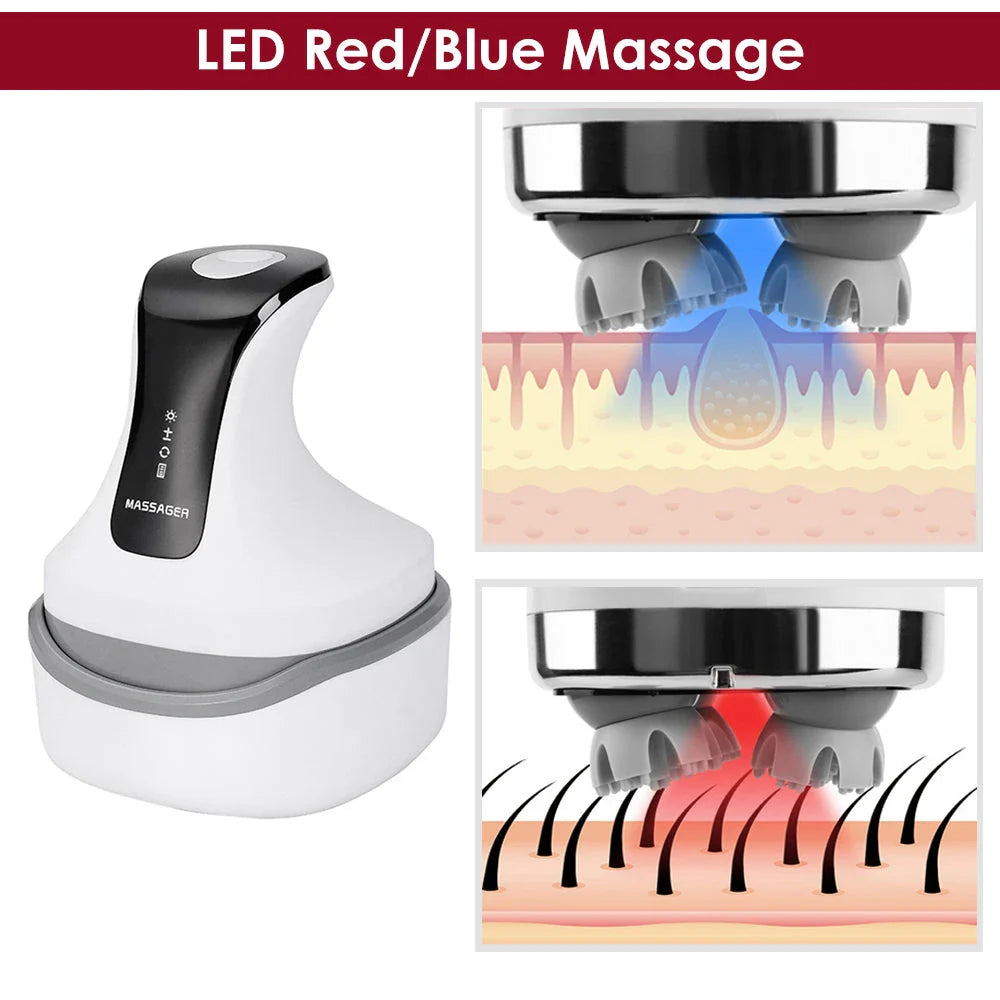 4D Smart Scalp Massager with advanced features for deep kneading massage, red and blue light therapy, and personalized comfort