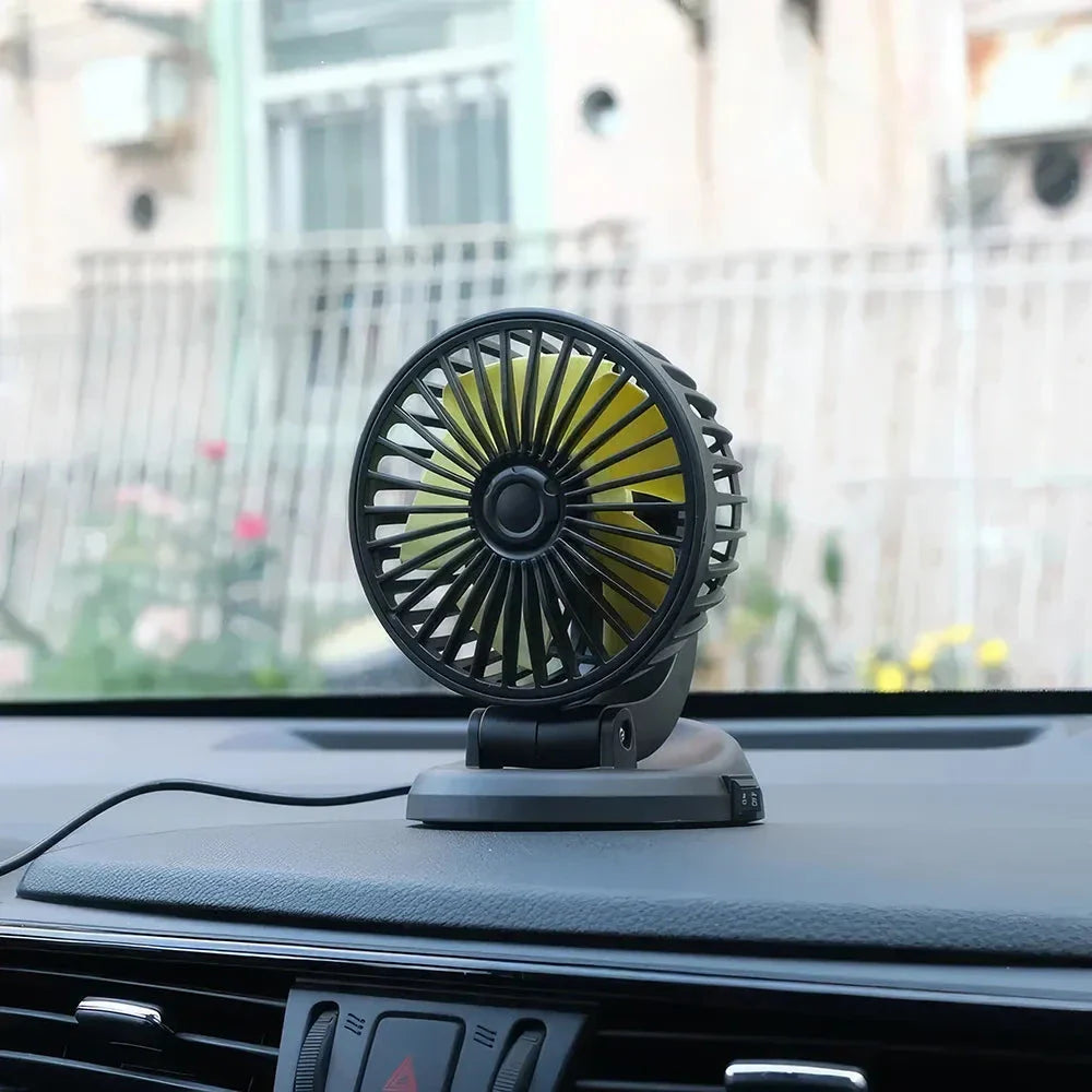 Multi-Angle Rotatable Car Cooling Fan with adjustable airflow and compact design for safe, comfortable driving