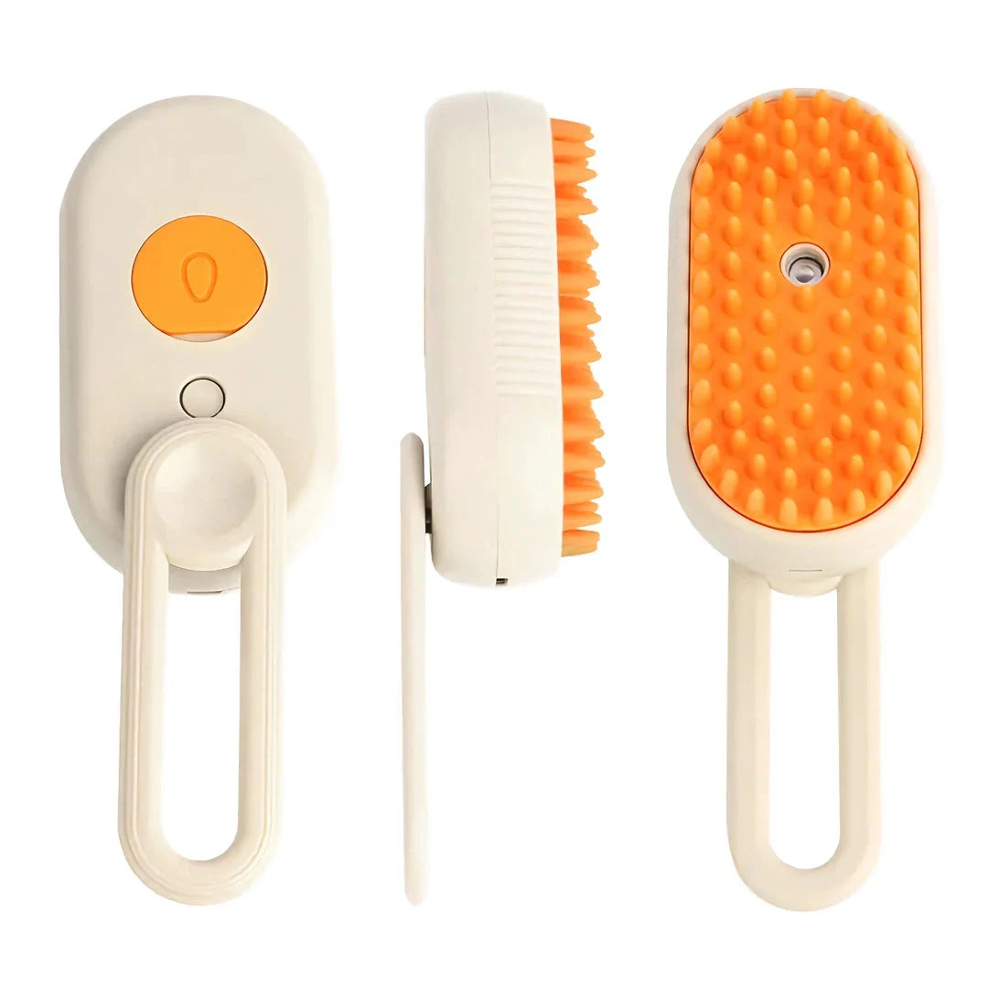 Premium 3-in-1 electric pet grooming brush with self-cleaning mechanism and soothing spray, suitable for cats and dogs
