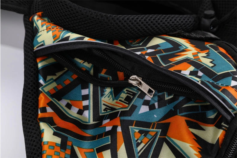 Stylish and secure pet carrier bag made of breathable Oxford fabric, with adjustable drawstring closure and zipper bottom for pet safety during outdoor adventures.
