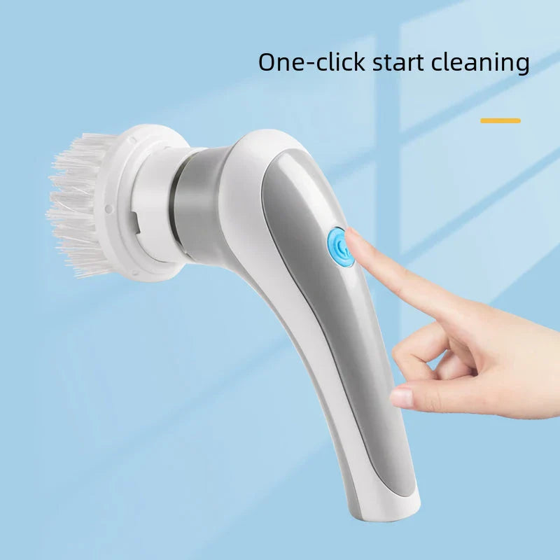 Premium 3-in-1 USB Rechargeable Electric Cleaning Brush with 360° rotation, compact design, and multiple brush heads for versatile household cleaning