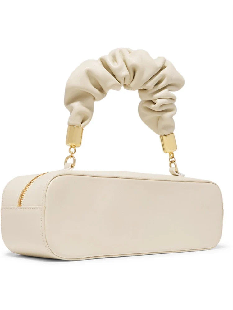 Sophisticated long shoulder diagonal bag with a sleek horizontal square design, made of durable synthetic leather and featuring a single shoulder strap for hands-free convenience.