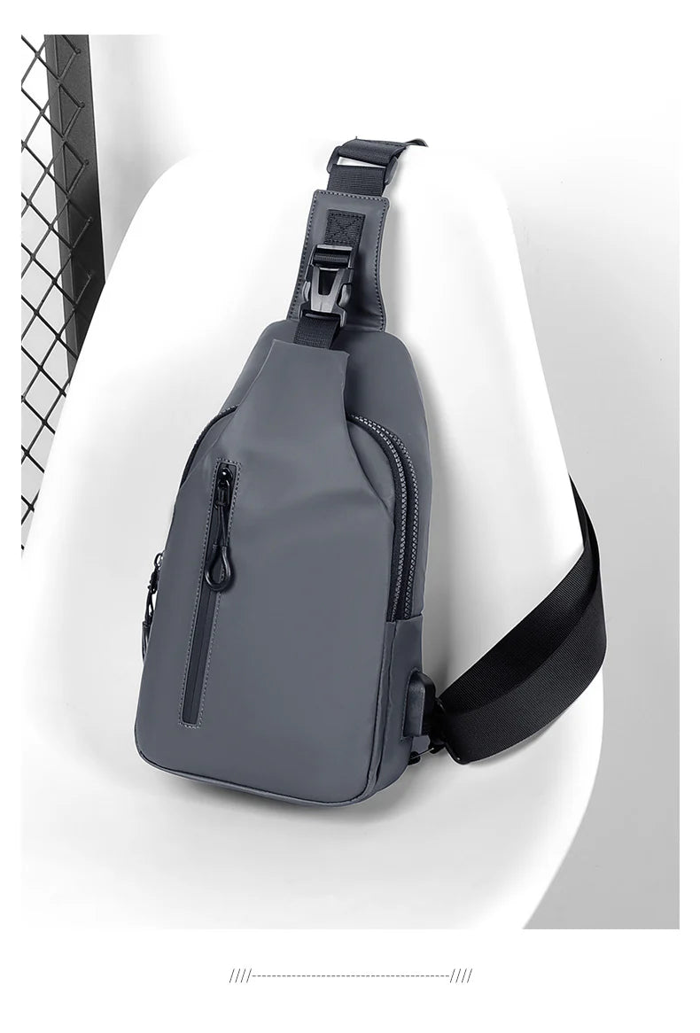 Versatile blue sling crossbody backpack for men with adjustable strap and spacious interior