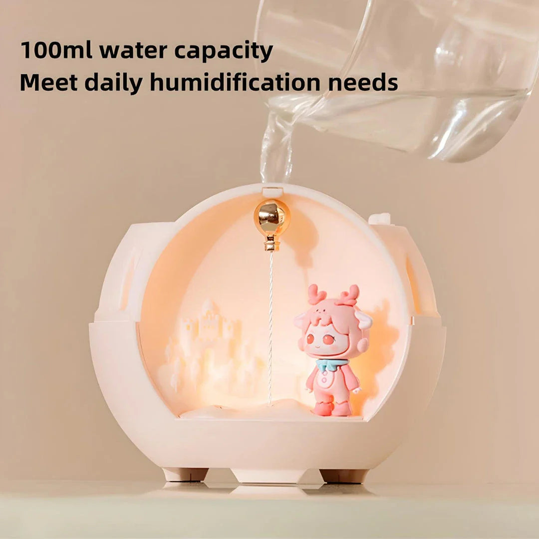 Charming Aromatherapy Lamp and USB Mini Air Humidifier with soft, soothing lighting and mist for a calming, magical atmosphere.