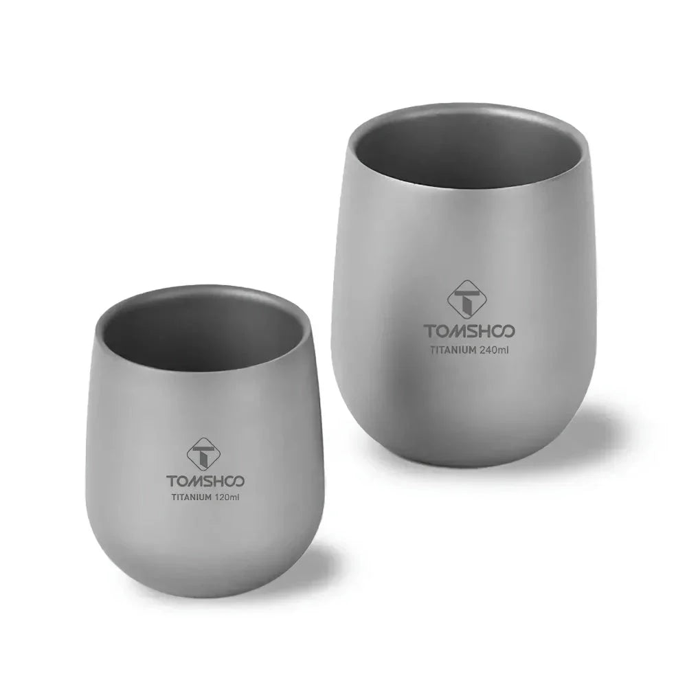 Robust and insulated titanium camping mug with double-wall design for maintaining optimal temperature of hot and cold beverages during outdoor activities