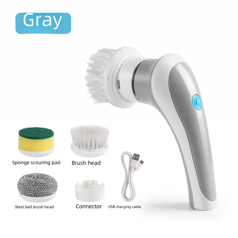 Premium 3-in-1 USB Rechargeable Electric Cleaning Brush with 360° rotation, compact design, and multiple brush heads for versatile household cleaning