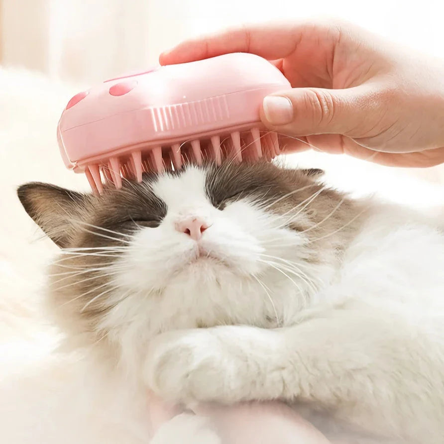 Premium 3-in-1 Electric Grooming Brush for Dogs and Cats, with self-cleaning function and soothing spray feature