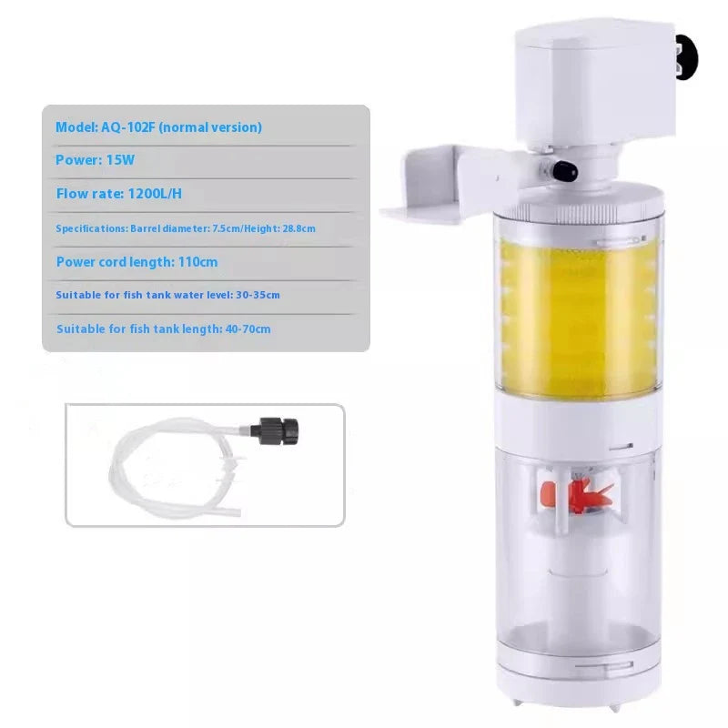 Premium 3-in-1 fish tank with integrated filtration system, sleek wall-mounted design, and durable plastic construction