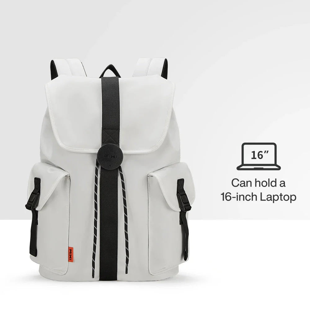 A stylish and versatile 16-inch laptop backpack with a padded compartment, water-repellent fabric, and breathable mesh design
