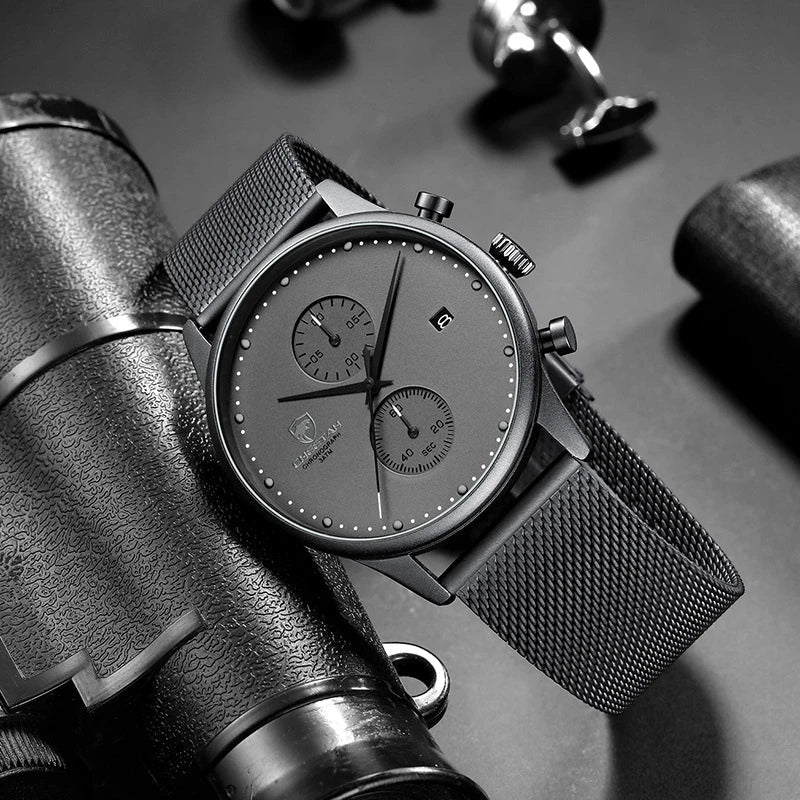 Cheetah Premium Men's Timepiece with Stainless Steel Band, Dual-Eye Design, and Waterproof Construction