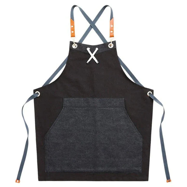 Premium black restaurant barista apron made of durable canvas for café and restaurant staff