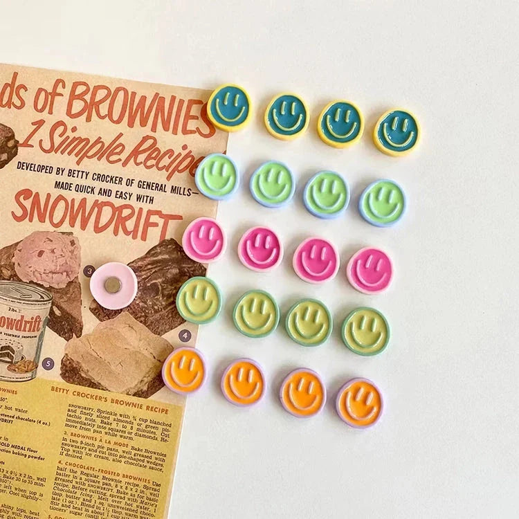 Cheerful Nordic-inspired refrigerator magnets with cartoon designs in various colours, made of high-quality resin for durability