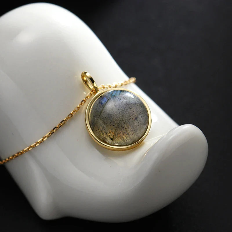 Exquisite sterling silver pendant with captivating elongated stone design, inspired by the timeless beauty of the night sky