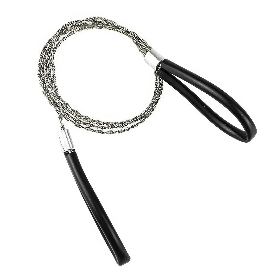 Versatile stainless steel pocket saw with sharp blade for cutting wood, plastic, and more during outdoor adventures.
