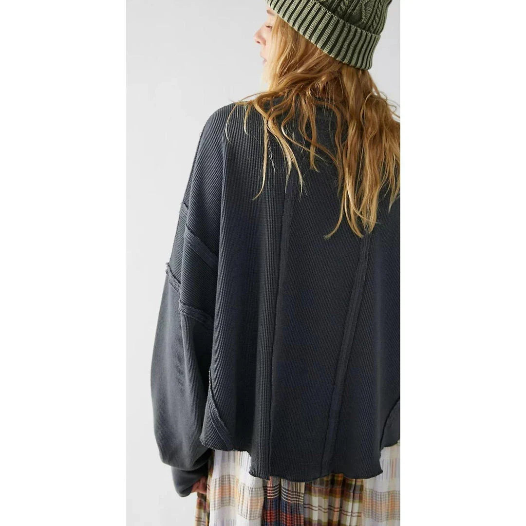 Chic cotton sweatshirt for women featuring a unique patchwork design, classic O-neck collar, and full-length sleeves for cosy comfort and fashion-forward style.