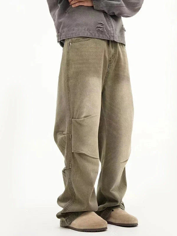 Stylish retro-inspired casual trousers with a distressed finish, available in a range of classic colours and sizes to suit the modern British consumer.