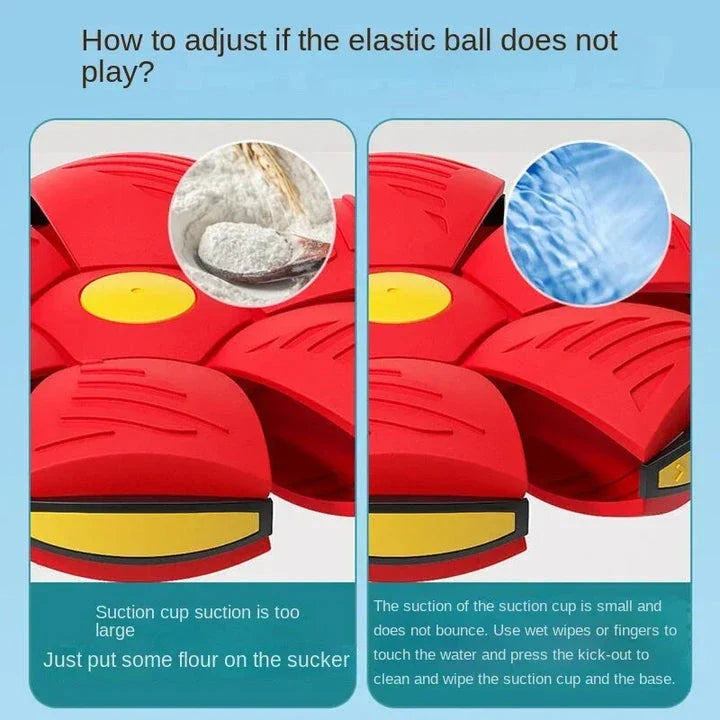 Transforming UFO Ball dog toy in pink, designed for interactive outdoor play and exercise