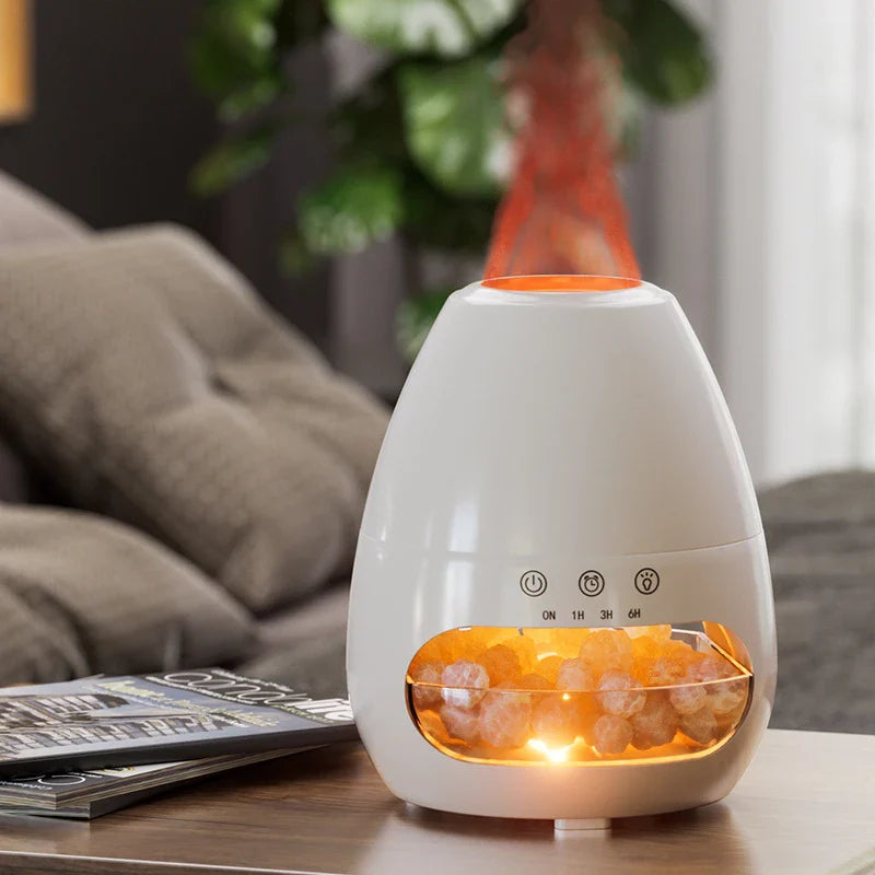Stylish aroma diffuser with elegant design options, including white, light wood grain, marble pattern, and dark wood grain finishes
