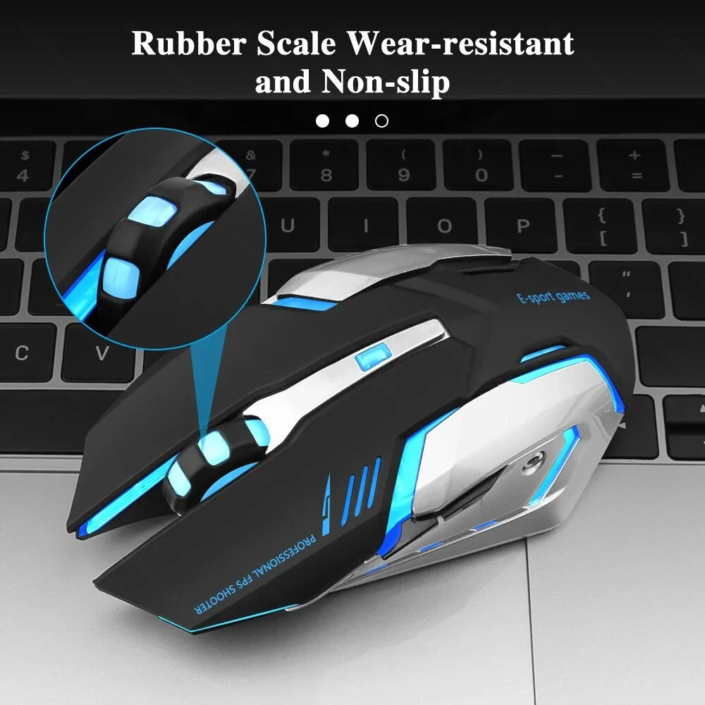 Rechargeable Dual-Mode Wireless Gaming Mouse with LED Backlight and Ergonomic Design