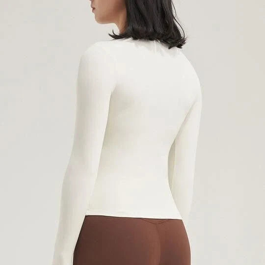 Premium Nylon Gym Top Yoga Shirt for Women in Coffee Colour
