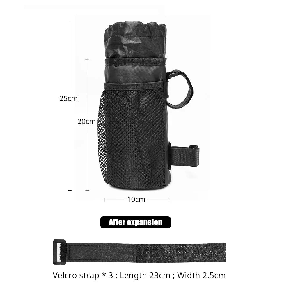 Premium insulated cycling water bottle carrier bag with adjustable strap and three-point fixing for stability