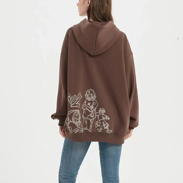 Vibrant Harajuku-inspired anime graphic hoodie with loose, comfortable fit and full-length sleeves
