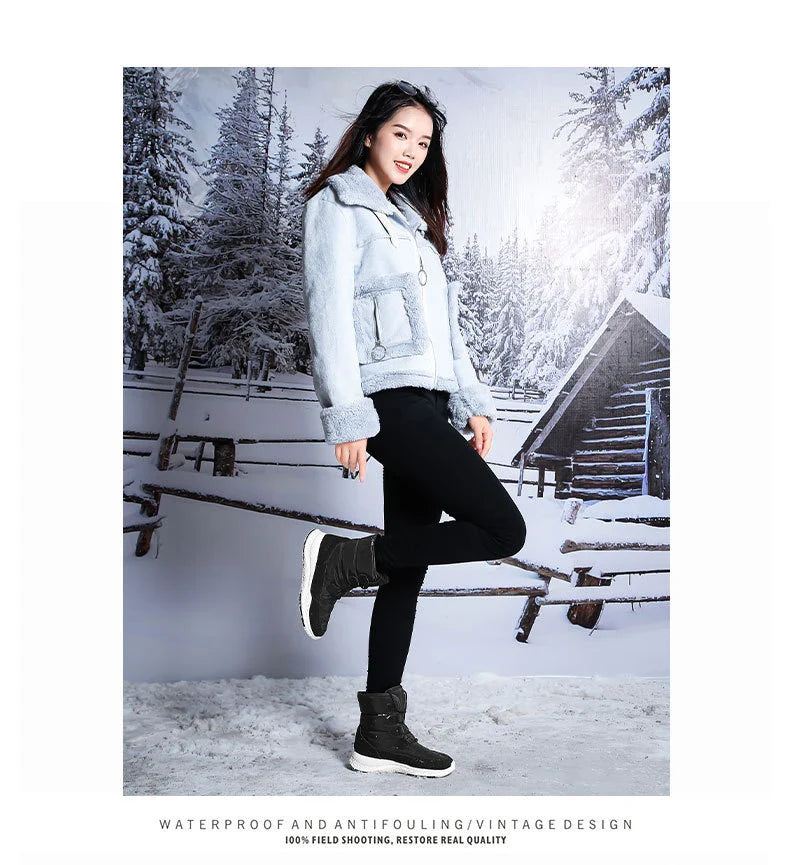 Premium velvet snow boots with plush lining, durable rubber sole and high-top design for reliable winter wear