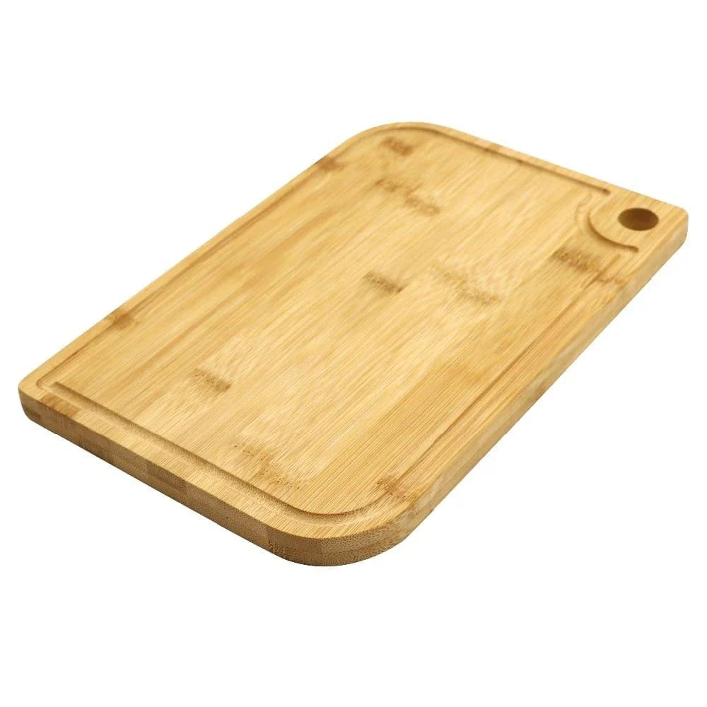 Premium natural bamboo chopping board with a sleek and modern design, providing a durable and scratch-resistant surface for all your food preparation needs.