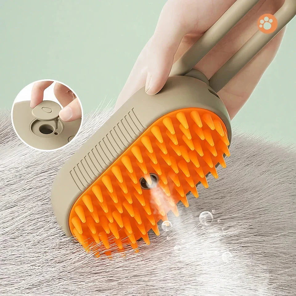 Premium 3-in-1 electric pet grooming brush with self-cleaning mechanism and soothing spray, suitable for cats and dogs