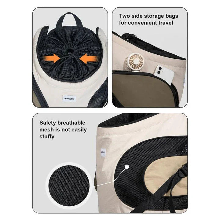 Lightweight, breathable pet sling backpack made of premium nylon and mesh, designed for small dogs and cats