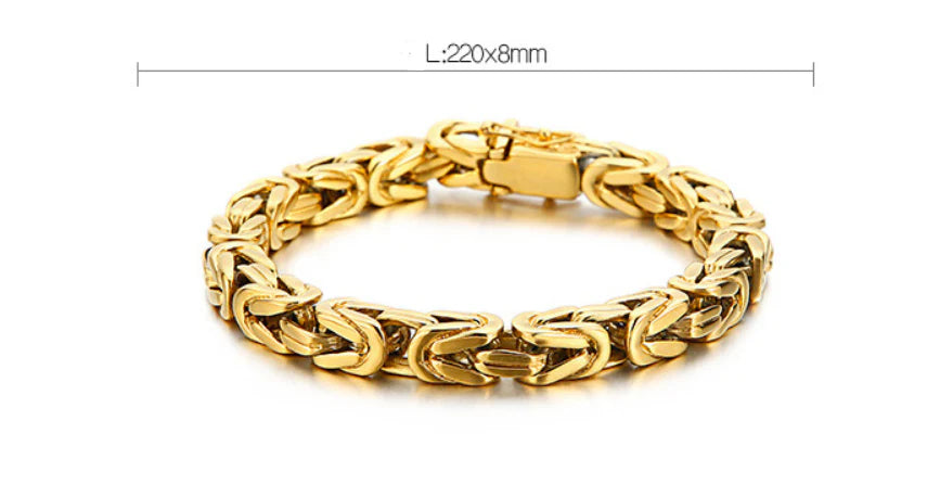 Stylish stainless steel square chain bracelet with an electroplated finish, designed for the modern gentleman