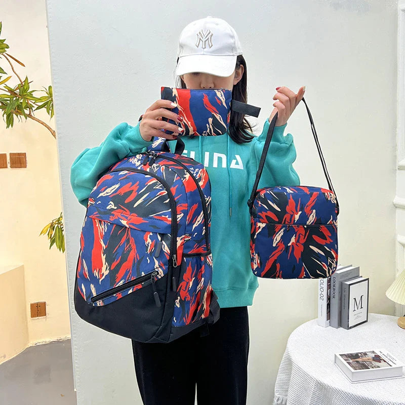 A durable, breathable Canvas Camouflage Backpack with multiple pockets and a spacious main compartment, perfect for outdoor adventures.