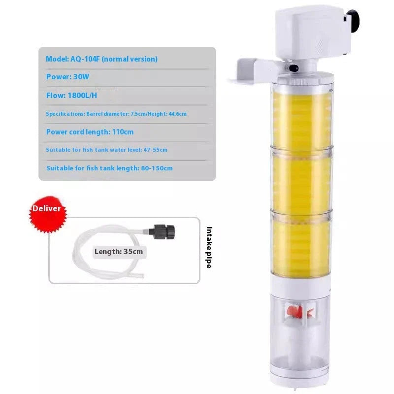 Premium 3-in-1 fish tank with integrated filtration system, sleek wall-mounted design, and durable plastic construction