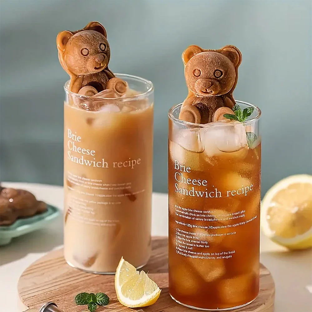 Yellow silicone bear-shaped ice cube mould for creating fun and creative frozen treats