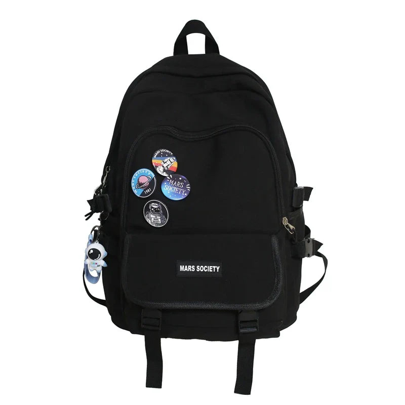 Stylish college and school backpack with ample storage capacity, durable nylon construction, and modern design features