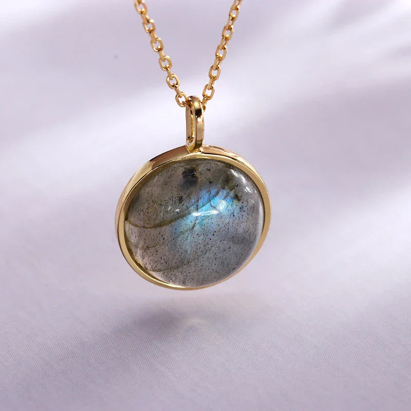 Exquisite sterling silver pendant with captivating elongated stone design, inspired by the timeless beauty of the night sky