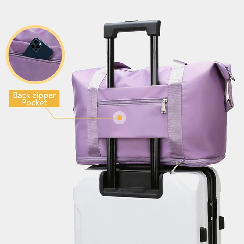 Large capacity travel bag with multiple pockets for fitness, gym, and outdoor activities