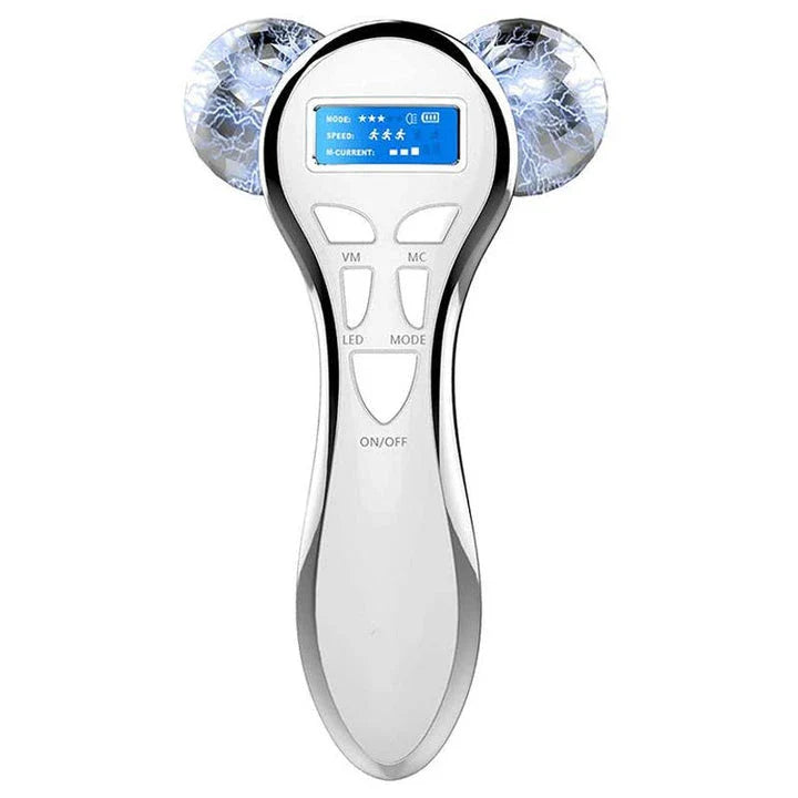Premium 4D microcurrent facial roller for skin tightening, wrinkle reduction, and rejuvenation