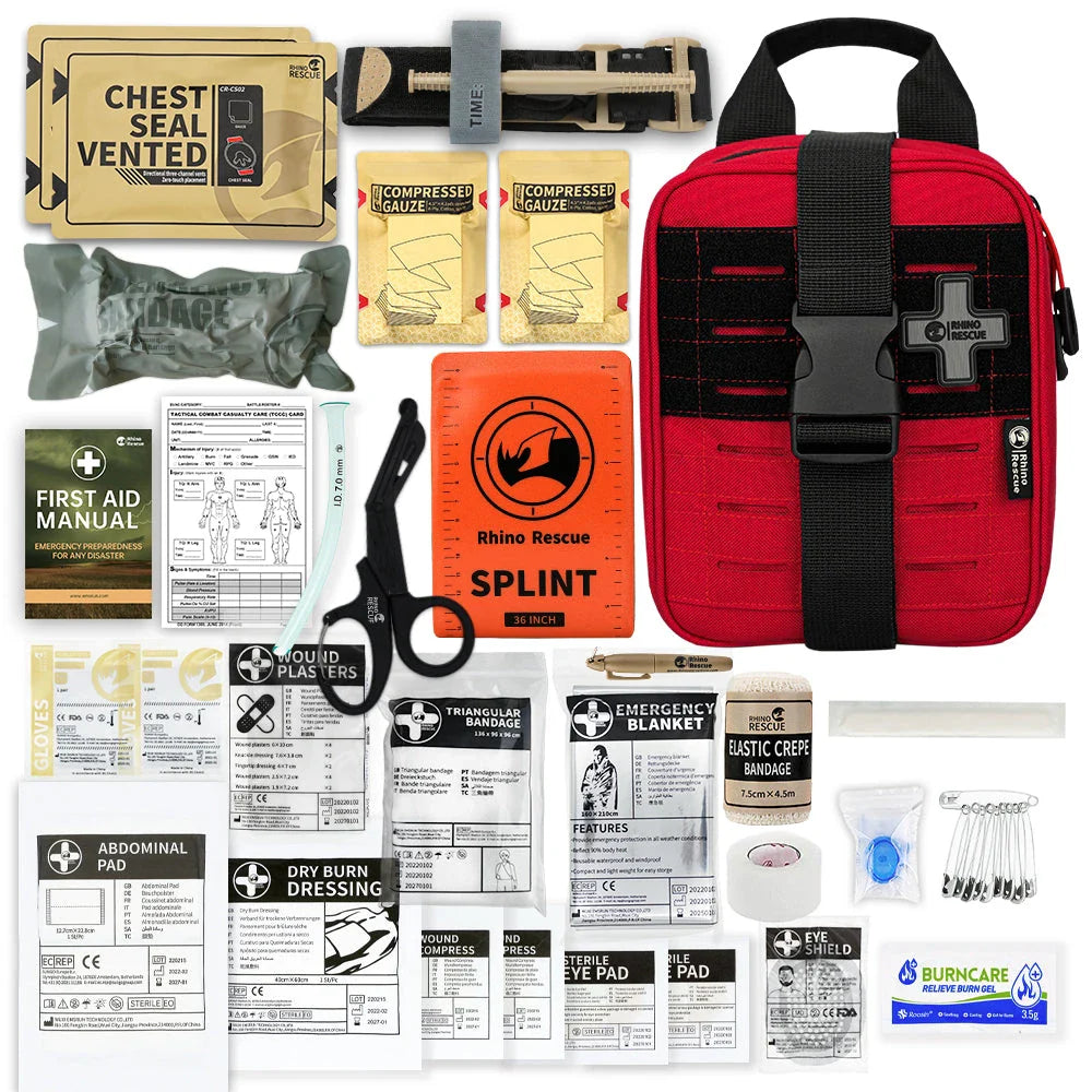 IFAK Trauma First Aid Kit with essential medical supplies for emergencies in car, home, travel, hiking and camping